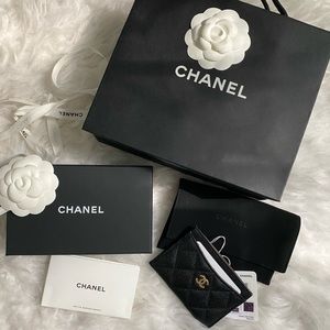 Chanel Black Caviar Classic Cardholder with Gold Hardware